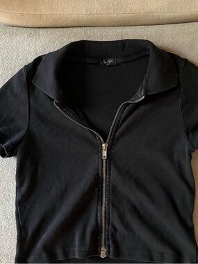 John Galliano Black Ribbed Crew Neck Top